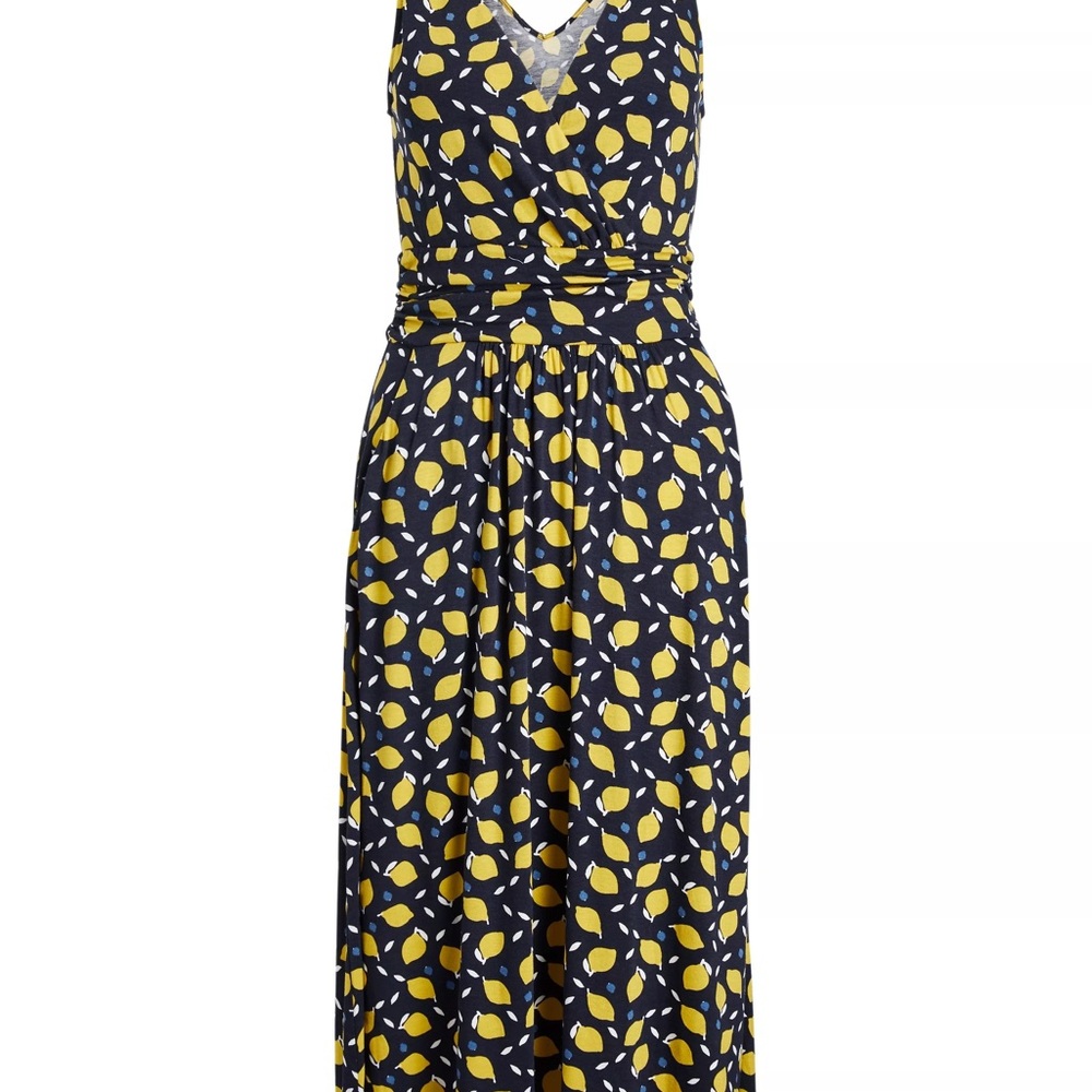 Boden Effie Jersey Dress Navy with Fruit - Picture 2 of 4